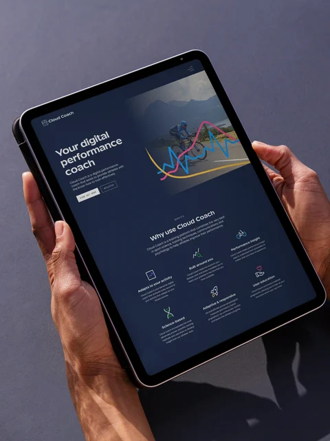 Cloud Coach's app pages on tablet view