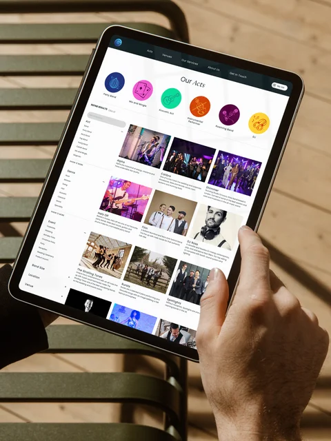 Gecko Live's Craft CMS acts filter page on tablet