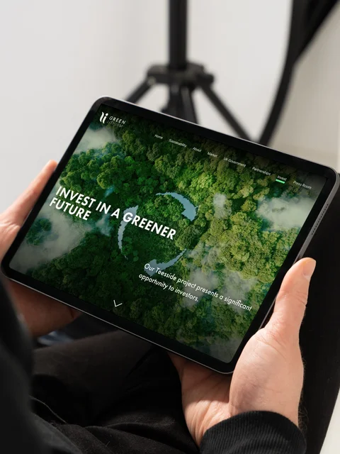 Green Lithium website homepage on tablet view