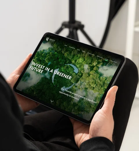 Green Lithium website homepage on tablet view