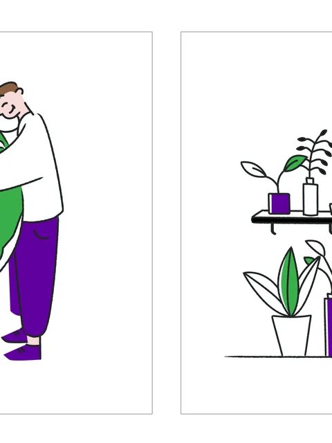 MAD Accountants web design illustrations with green, purple and white colours