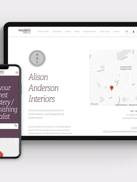 Example of a trader profile on Modelli's Trade Directory
