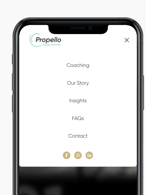 Propello Craft CMS website menu page in the mobile view