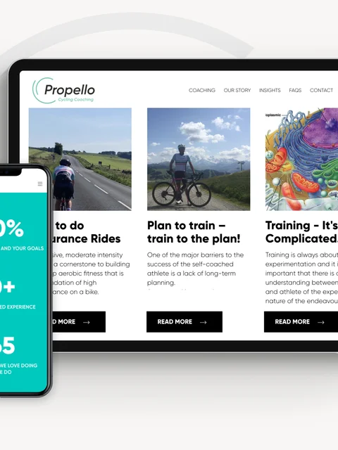 Propello's Craft CMS website design examples on both tablet and mobile