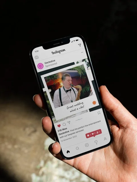 Gecko social advertisement page on mobile