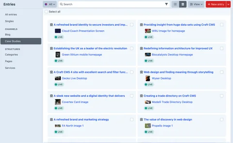 Craft CMS developer company webdna shows an example of content editing features in Craft CMS 5.