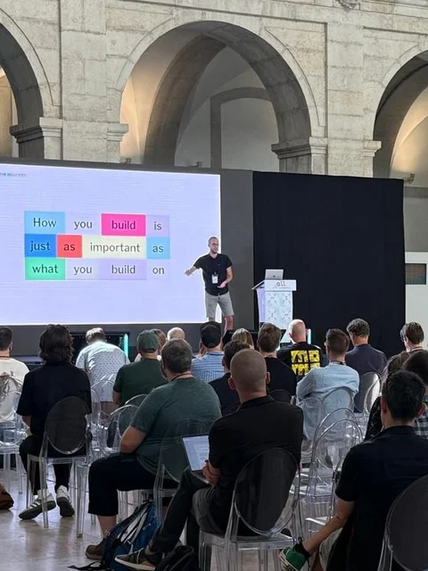 Dan on stage at dot All 2025