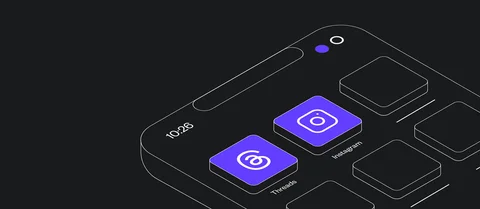 Illustrations of mobile icon of threads and Instagram on mobile